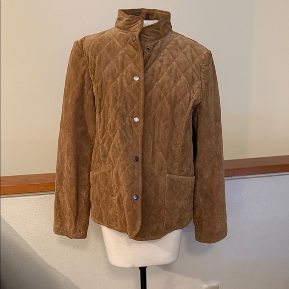Charter Club quilted Tan suede Leather Jacket size large